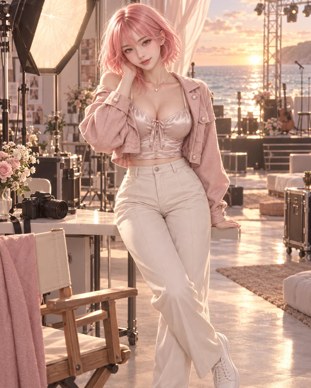 Lumi. A pink-haired, sweet performer who smiles while catching repeated promises.
