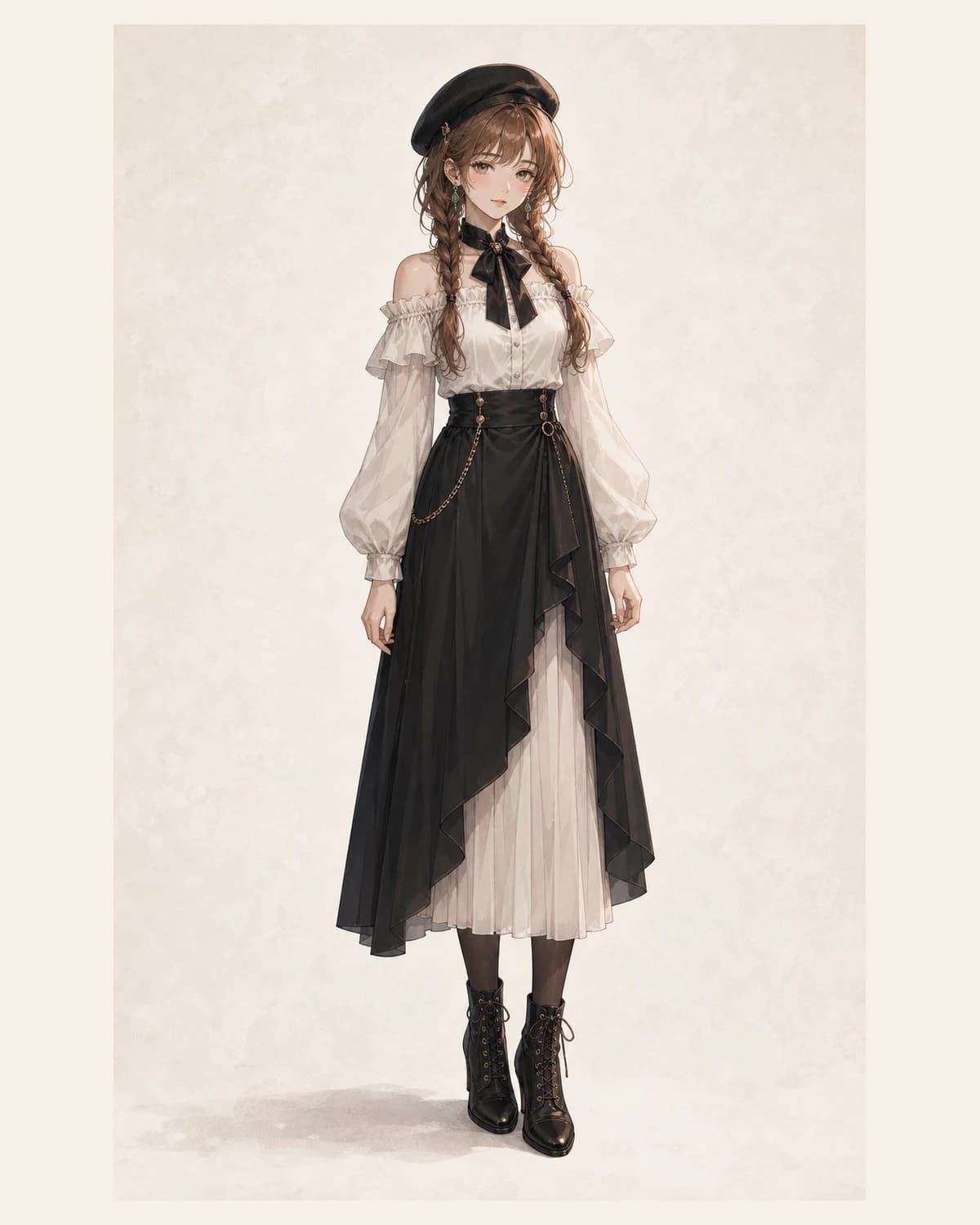 Character portrait of Mio. A quiet, slow-to-warm companion with a grounded sense of everyday life.